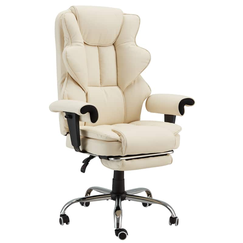 Ergonomic 6-Point Massage Office Chair with Heating, Reclining Function, Retractable Footrest, and Adjustable Armrests