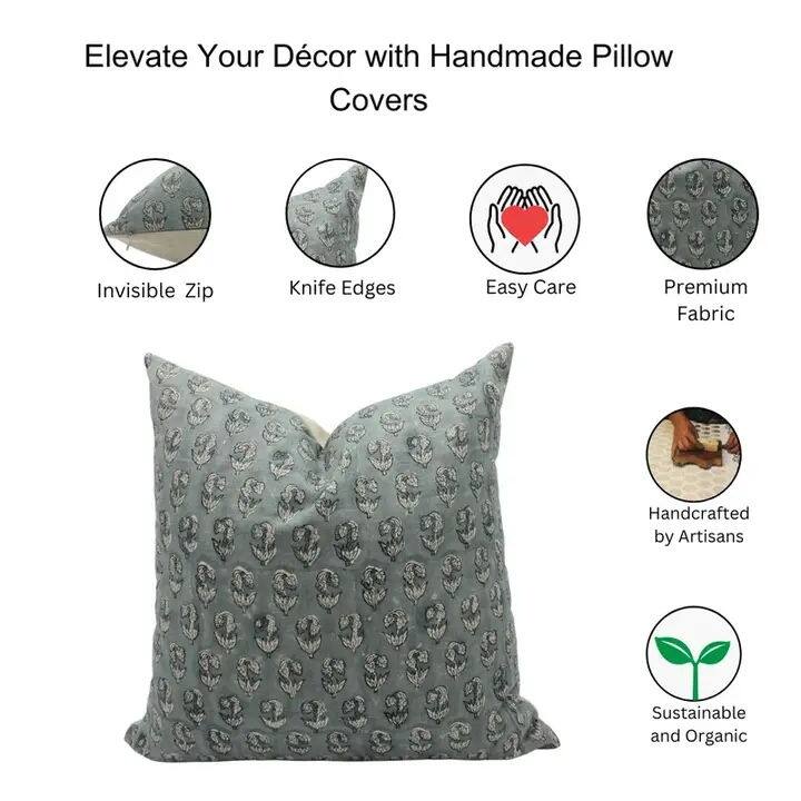 Fabdivine Linen Pillow Cover Artisan Handmade Block Print Fall Decor, Super Star