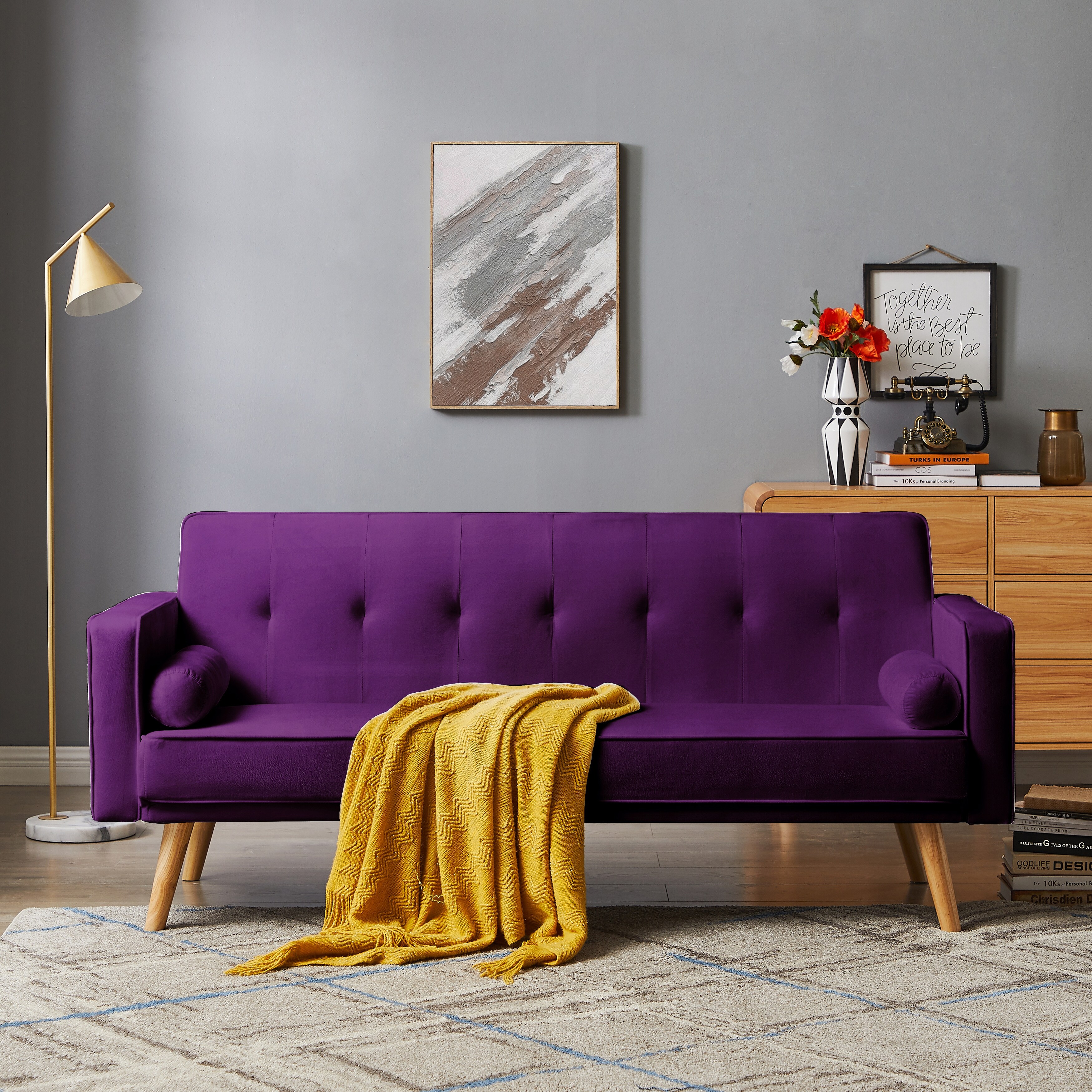 Purple online velvet futon