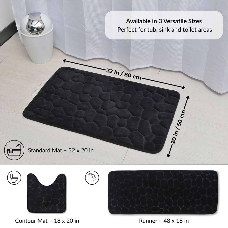 Memory Foam Bath Mat Pebble Design 32x20