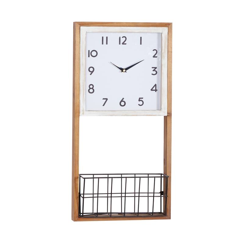 Brown Wood Farmhouse Wall Clock 24 x 12 x 4 - 12 x 4 x 24