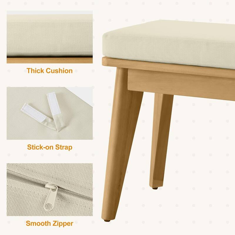 6 Pieces Acacia Patio Dining Set with Dining Table, Chairs, and Bench - N/A