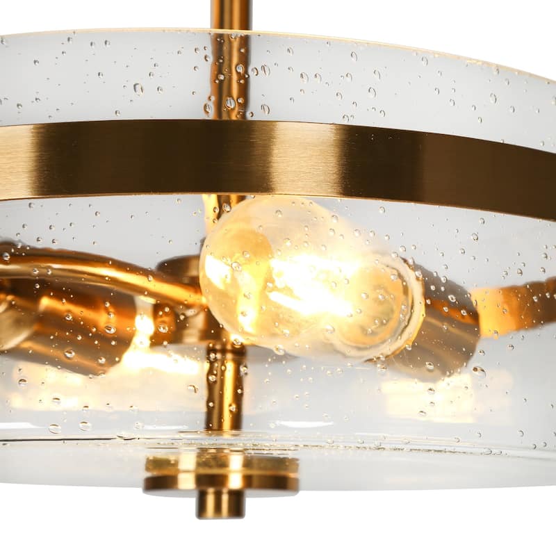 Liniya Modern 2-light Electroplated Brass Drum Semi-flush Mount Bowl Glass Ceiling Light