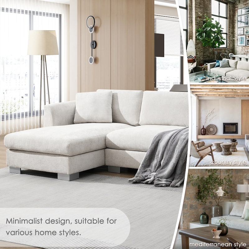 Cloud Sectional Sofa w/ 2 Pillows & Oversized Chaise Upholstered Sofa