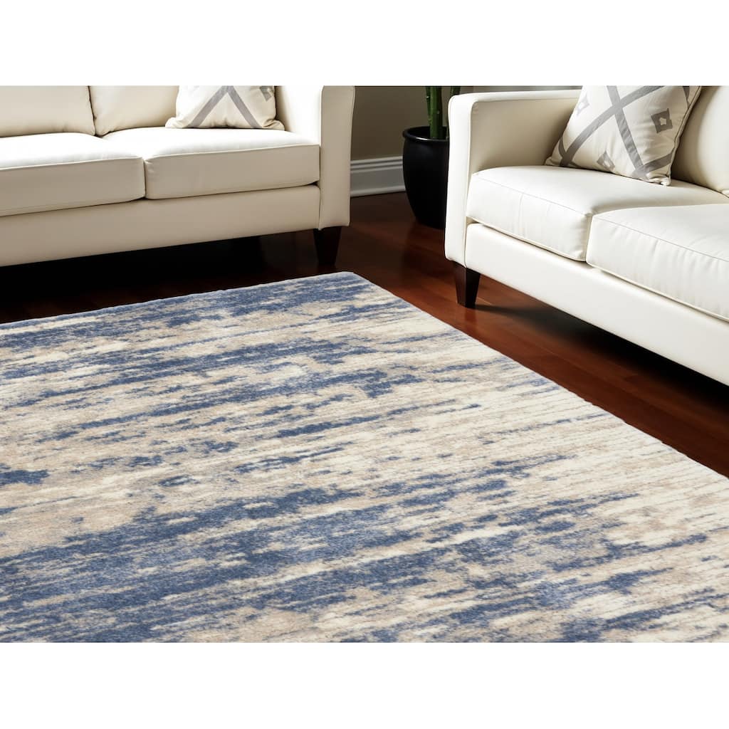 Power Loomed Abstract Modern Stain Resistant Soft Area Rug