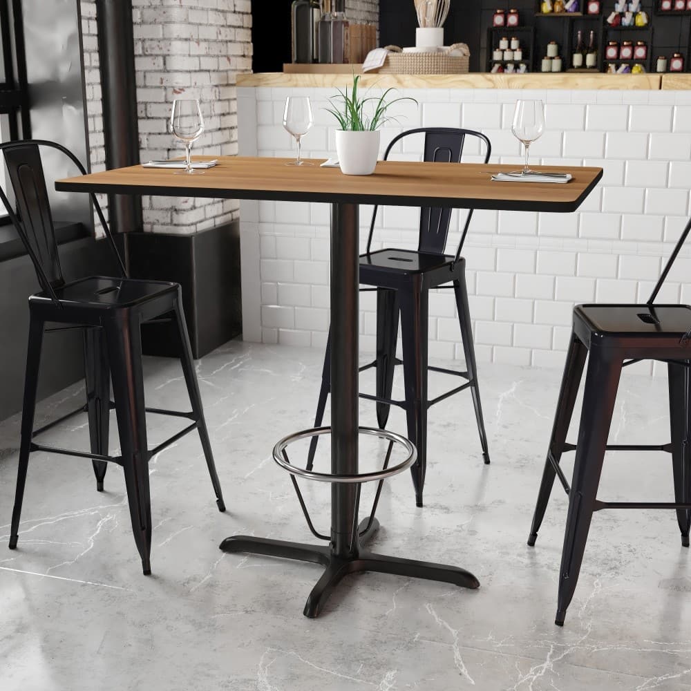 30'' x 48'' Rectangular Table Top with 23.5'' x 29.5'' Bar Height Table Base