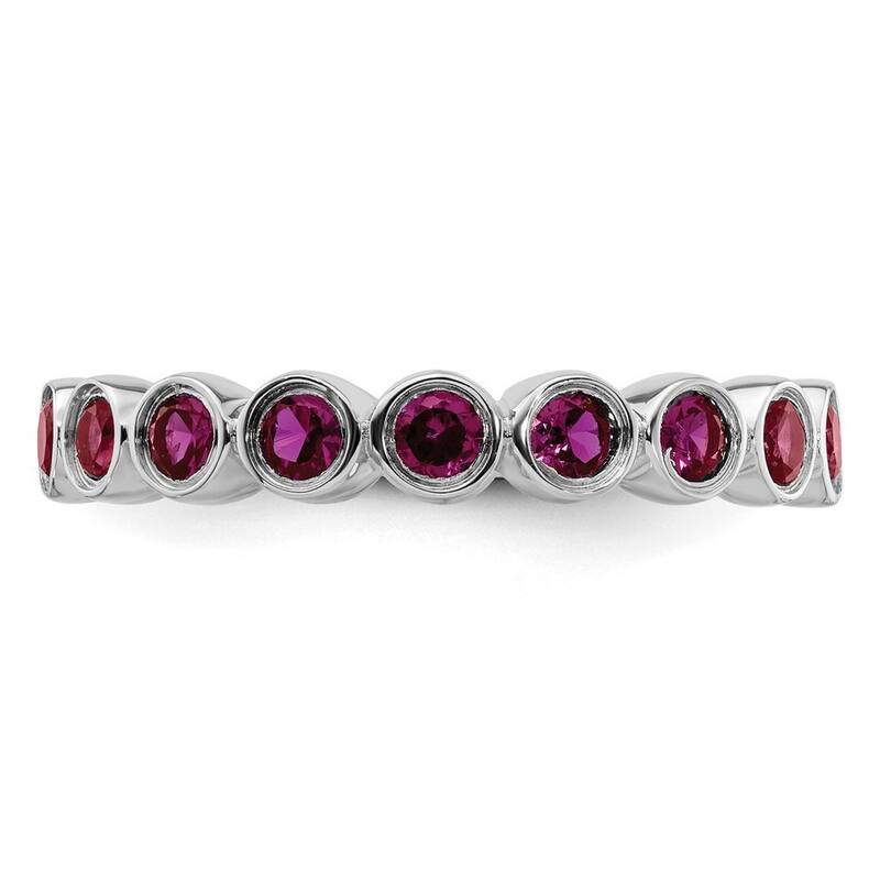 Curata 925 Sterling Silver Bezel Polished Patterned Stackable Expressions Created Ruby Ring
