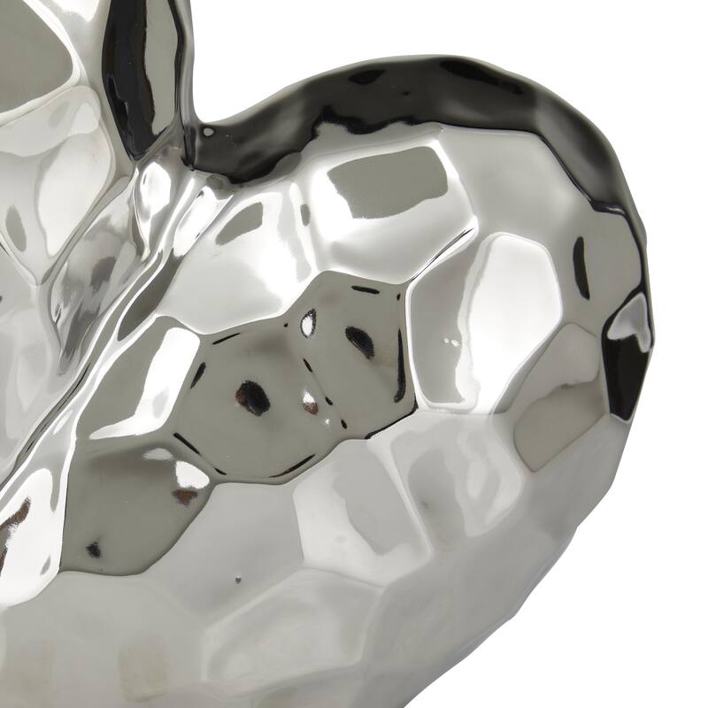 Gold, Black, Silver or White Porcelain Ceramic Dimensional Angled Origami Inspired Heart Decorative Sculpture