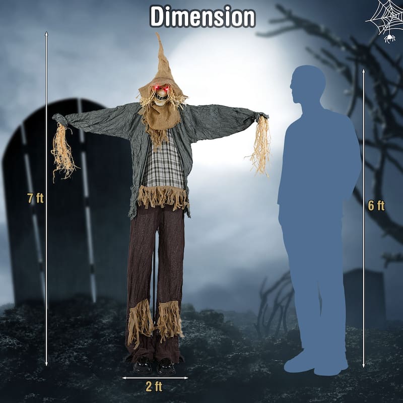 Brown-Black Metal Fabric 7ft Animated Halloween Scarecrow Decoration