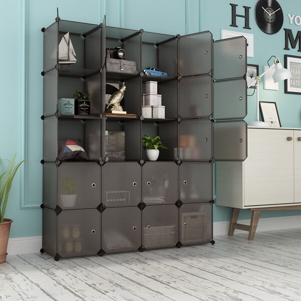 LANGRIA 20 Cube Organizer Stackable Plastic Cube Storage Shelves