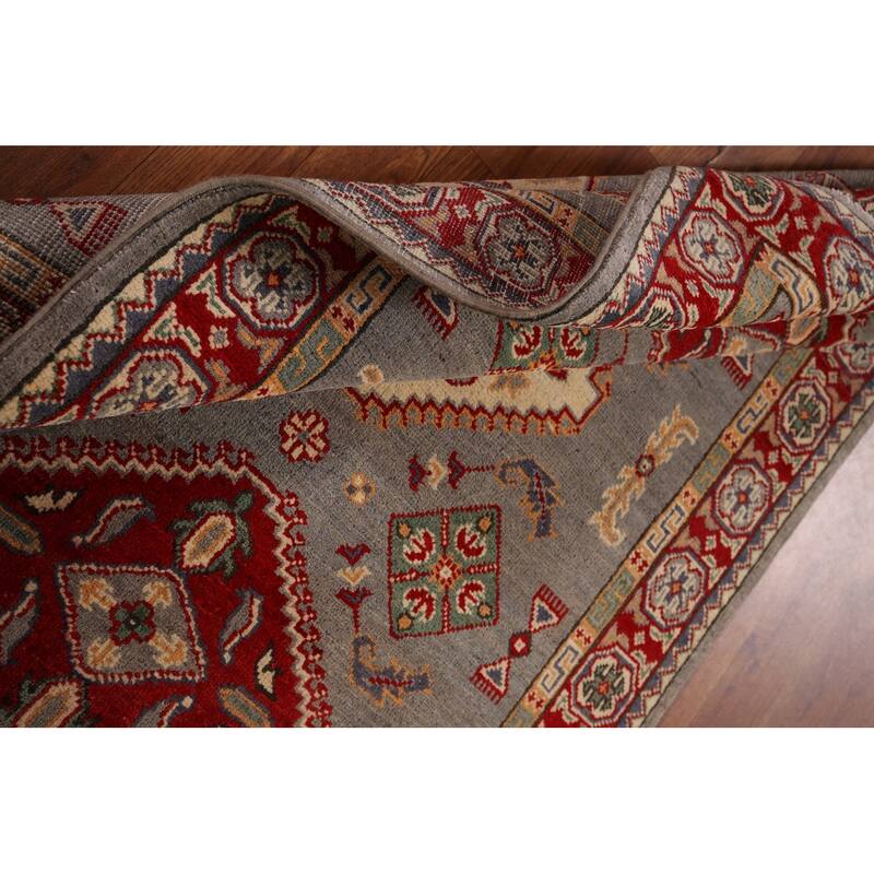 Geometric Kazak Oriental Accent Rug Handmade Entryway Wool Carpet - 3'3" x 4'11"