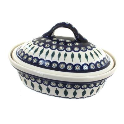 Blue Rose Polish Pottery 1158 Zaklady Roaster with Lid