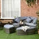 preview thumbnail 1 of 15, Outsunny 4pc Rattan Patio Furniture Set, Round Convertible Daybed or Sunbed, Adjustable Sun Canopy, Sectional Outdoor Sofa Light Grey