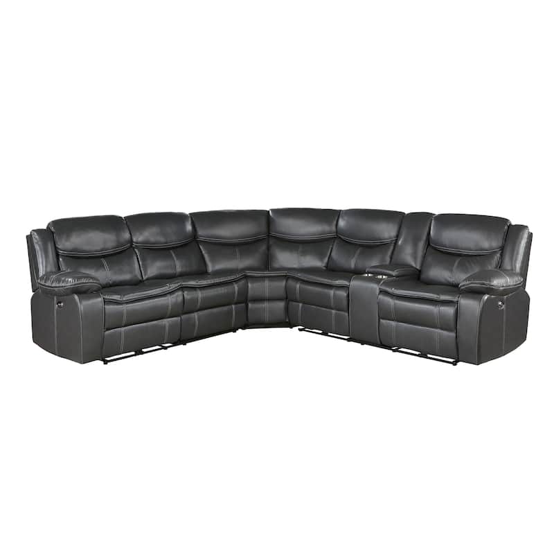 Harold Breathable Faux Leather Power Reclining Sectional Sofa - Dark Gray