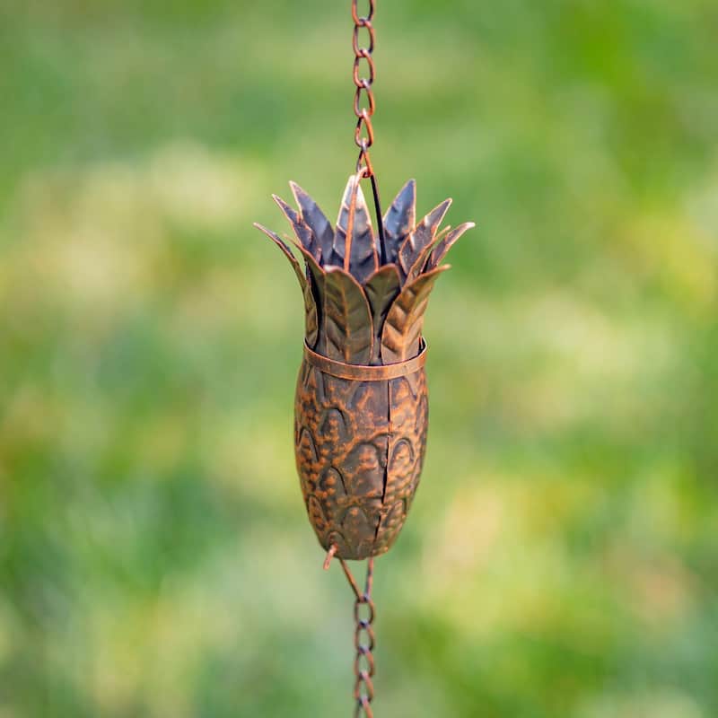76.5" Long Antique Bronze Rain Chain with Pineapples