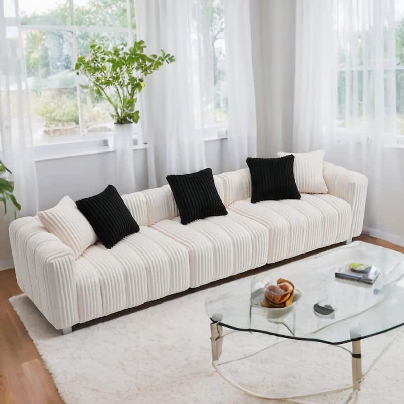 114.17" Foam 4-Seater Sofa with Solid Wooden Frame, Sturdy Wooden Frame