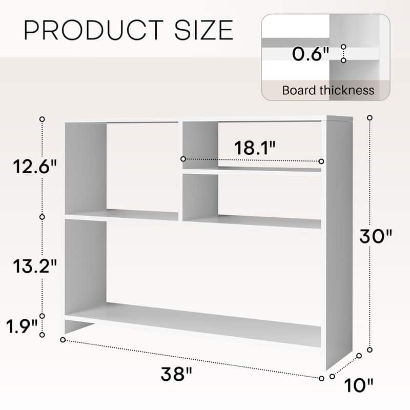 Desktop Shelf Bookshelf Storage for College Dorm Office Home, White