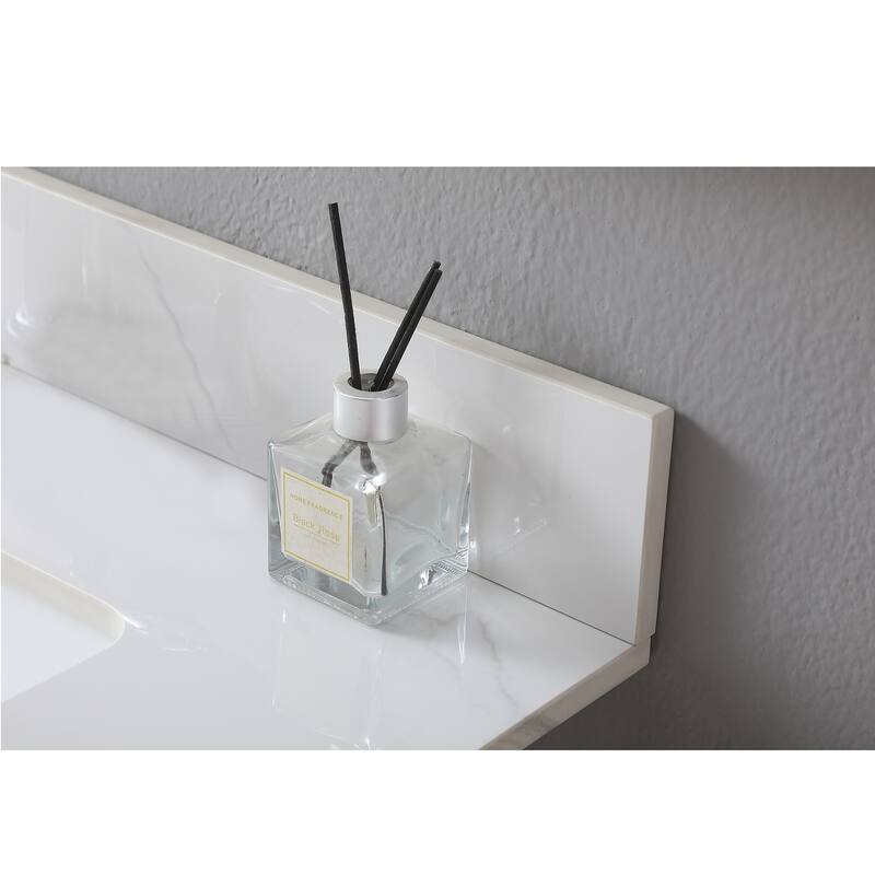 Elegant 31" Carrara Marble Style Vanity Top, Pre-Sealed and Polished, Includes Ceramic Sink and Backsplash - 31in L
