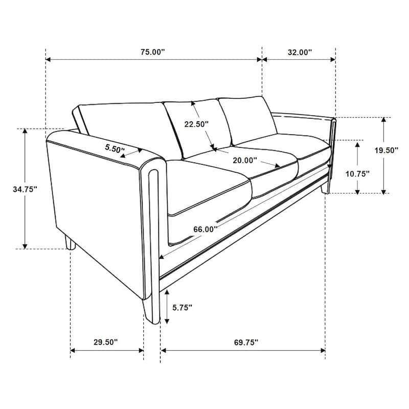 Islington Fabric Upholstered Panel Arm Sofa Taupe - 81.5" x 32.75" x 35"