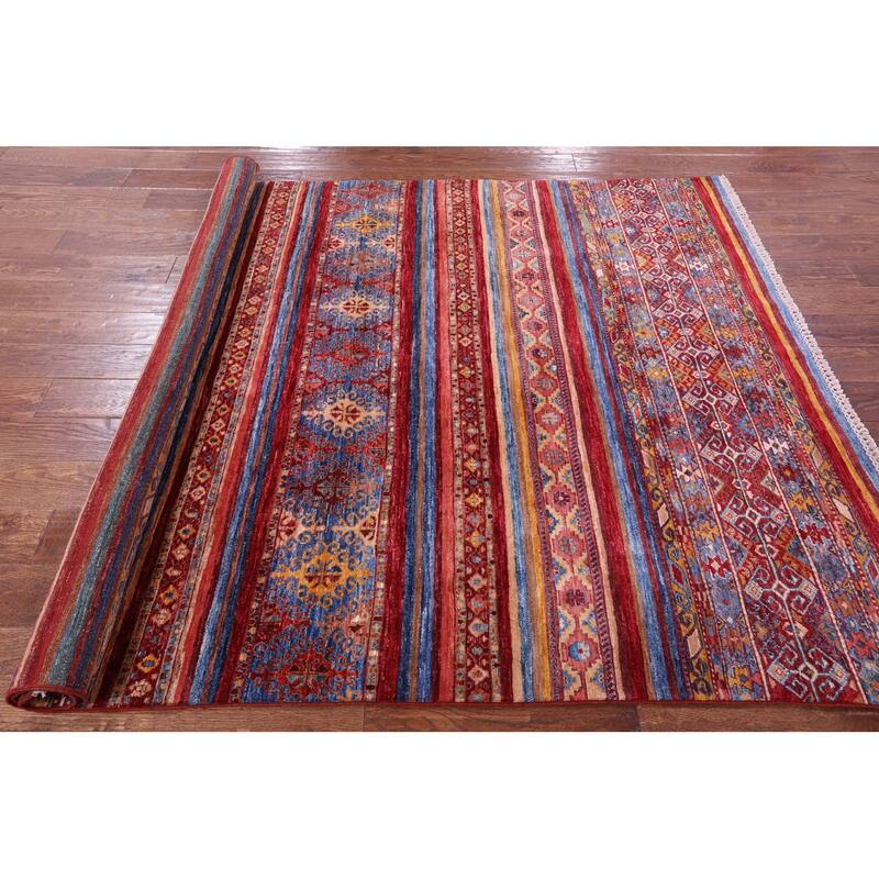 Golden Nile Khorjin Persian Gabbeh Handmade Wool Rug - 5' 8" X 7' 8"