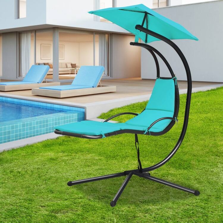 Patio Hanging Hammock Chaise Lounge Chair with Canopy Cushion for Outdoors - 47'' x 70'' x 82'' (L x W x H)
