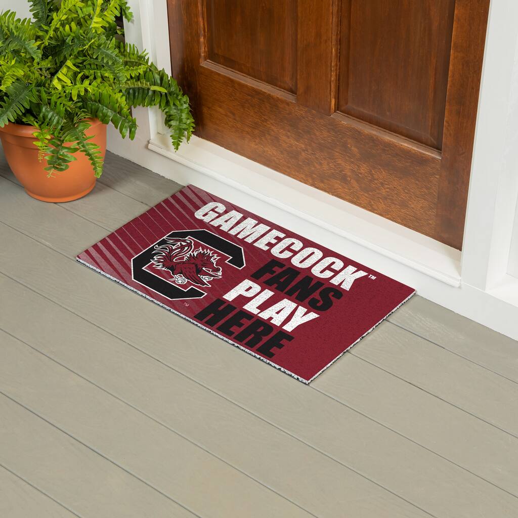 28 in. x 16 in. University of South Carolina "Fans Play Here" PVC Door Mat