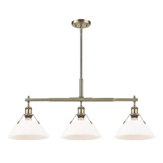 Yep by Golden Lighting Orwell 3-light Island Light in Aged Brass and Opal Glass - Gold