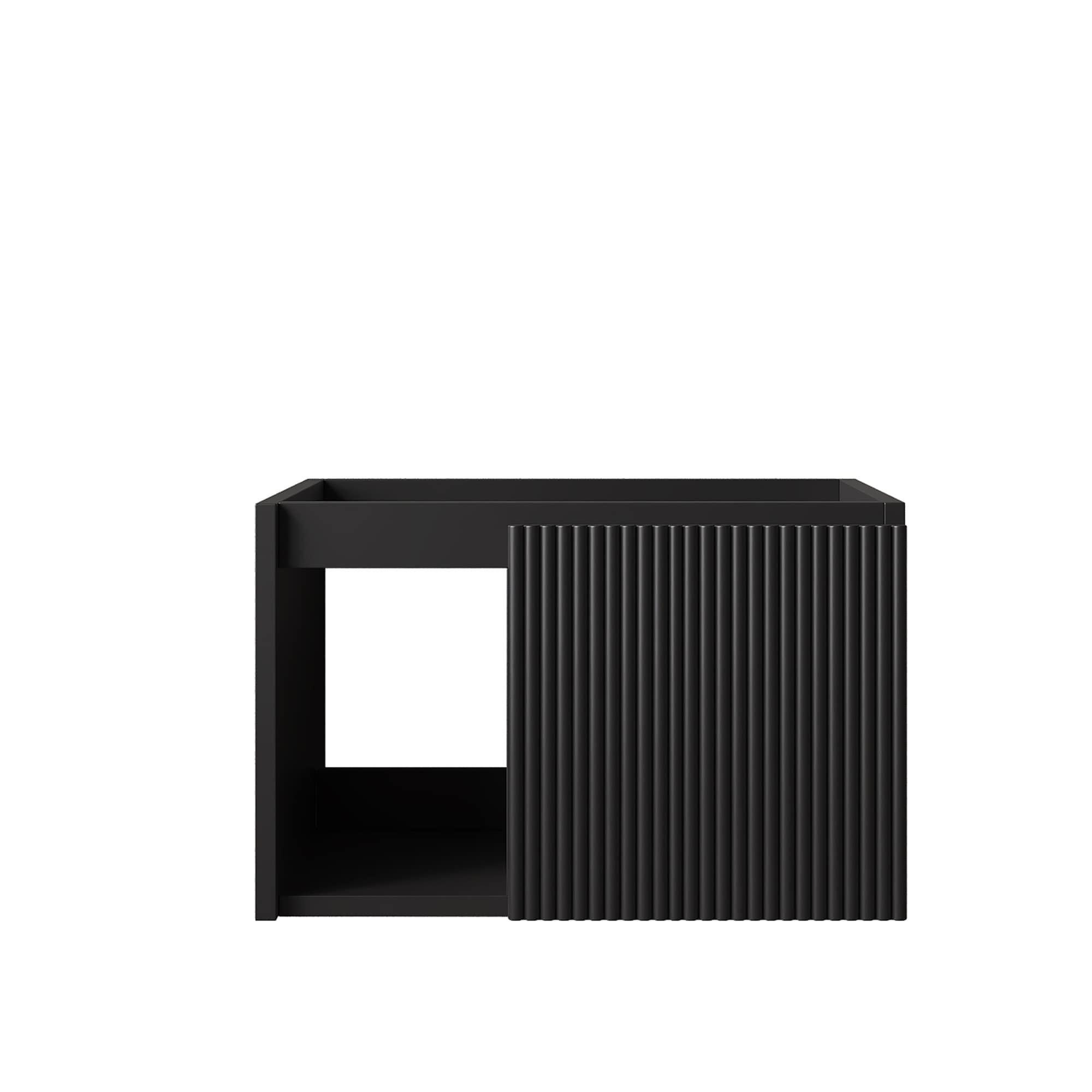 Open Restroom 24-inch Floating Bathroom Vanity Cabinet with 1 Door, 3D Striped Front ...