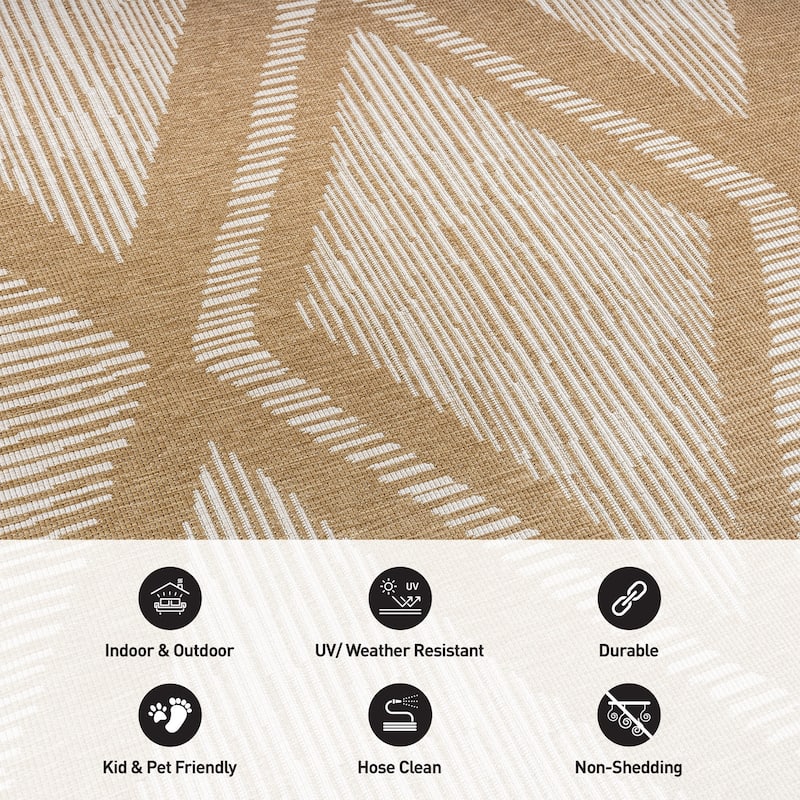 World Rug Gallery Contemporary Geometric Stripe Weather Resistant Reversible Indoor/Outdoor Area Rug