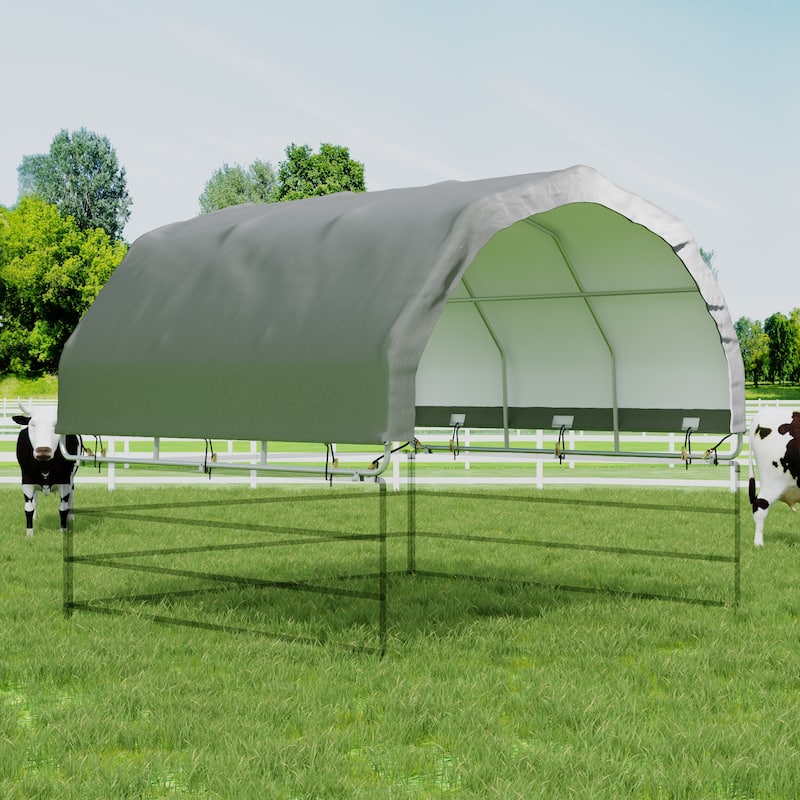 Silver-Gray Steel-Framed Outdoor Tool Sheds Canopy, Waterproof, Resists Tear, UV & Corrosion