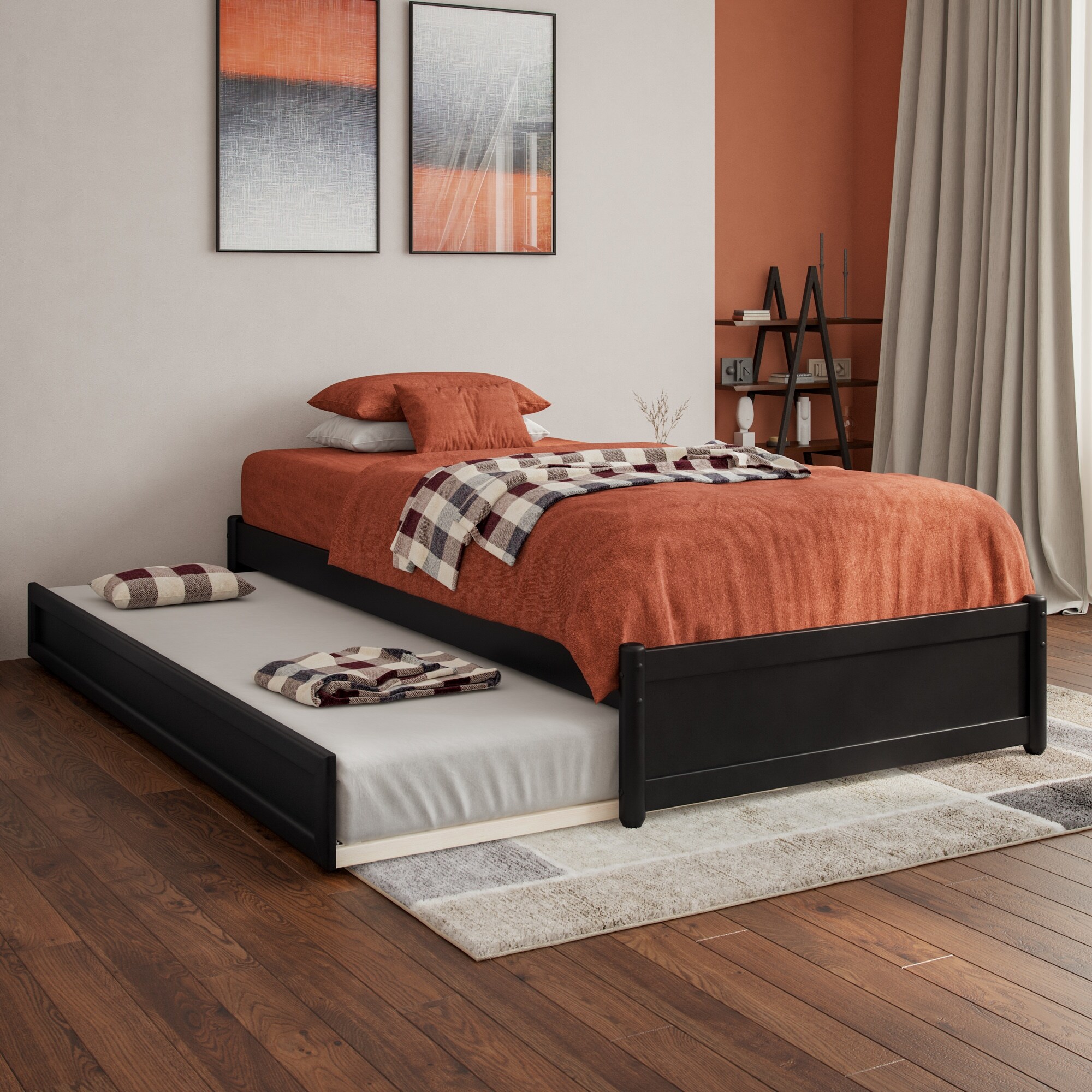 Barcelona Panel Platform Bed with Twin XL Trundle