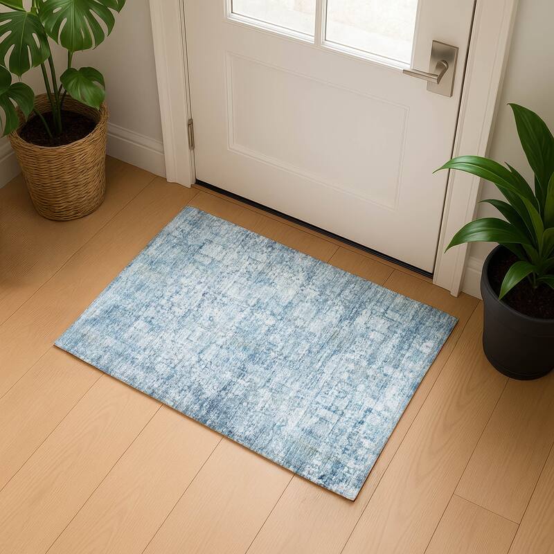 Premium Washable Super Soft Traditional Vintage Mayfield Rug - Blue - 1'8" x 2'6"