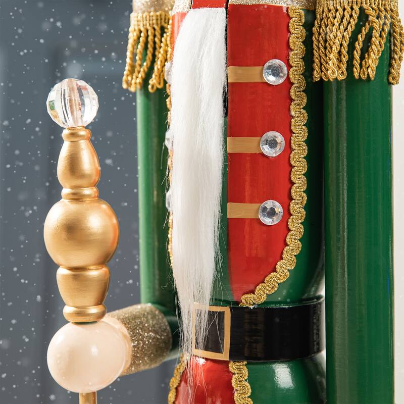 Glitzhome 42"H Large Size Christmas Wooden King & Soldier Nutcracker Set Xmas Figurine Decor for Indoor Outdoor
