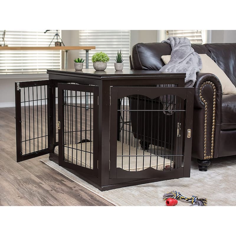 BIRDROCK HOME Decorative Dog Kennel & Bed for Small Dogs Wooden Dog