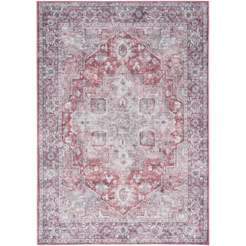 New Concept Washables Persian Boho Machine Washable Area Rug - 4' x 6' - Ivory/Brick