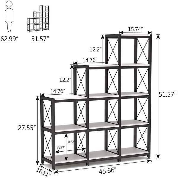 Shop Corner Bookshelf 9 Cubes Stepped Etagere Bookcase Overstock