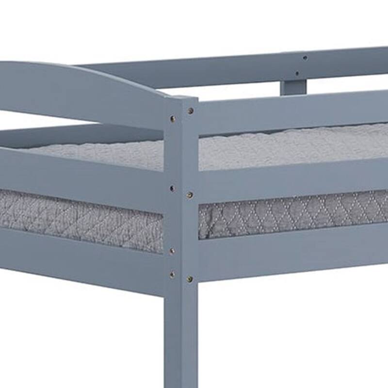 Grey Wood Twin Over Twin Bunk Bed with Staircase