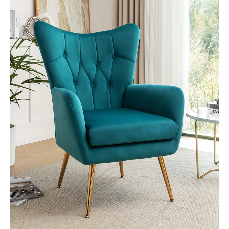 Mid Century Wingback Upholstered Accent Chair - Teal