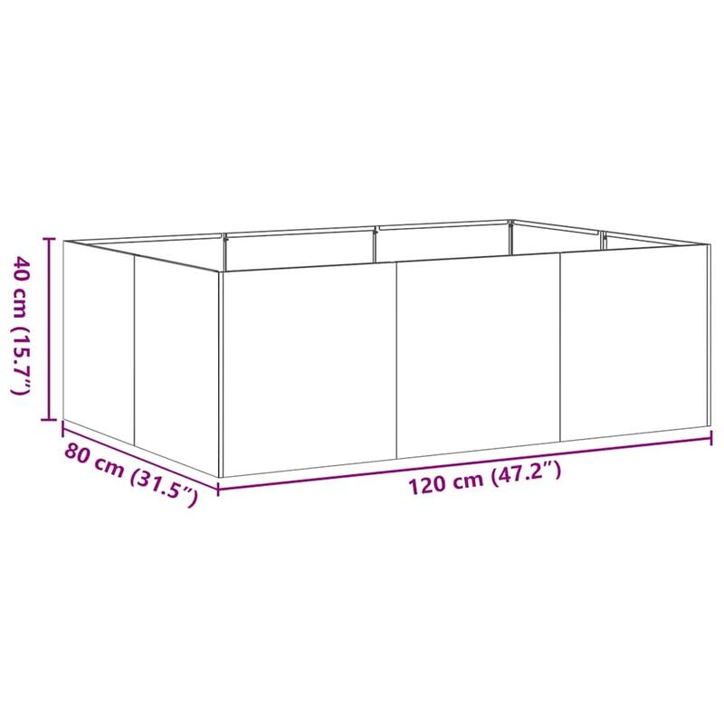vidaXL Planter Black Cold-rolled steel Large Planter Rectangular - 31.5 x 47.2 x 15.7 in