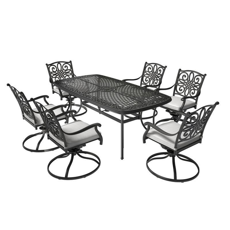Clihome Outdoor Dining Set 7-piece Cast Aluminum Dining Table Set