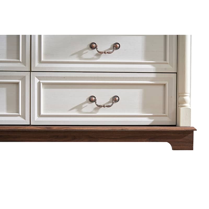 Rustic 10-Drawer Dresser Chest for Bedroom Wooden Base Storage Cabinet Antique Two-Tone Wood Grain for Living Room