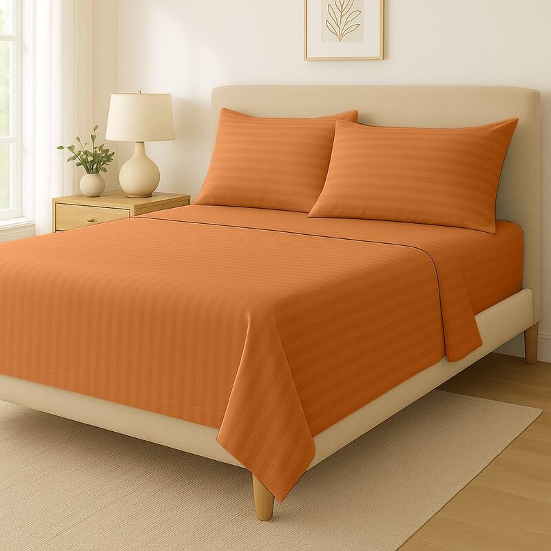 Premium Breathable Cotton Deep Pocket Sheet Set Hotel-Quality Comfort - Spice - Full