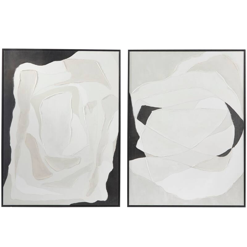 Canvas Contemporary Abstract Framed Wall Art with Black Frame