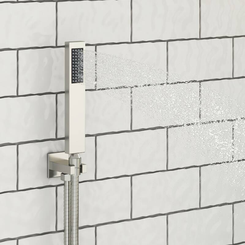 CASAINC Dual Heads 12 Inch Ceiling Mounted Square Shower Head Shower System with Handheld Shower Digital Display Shower
