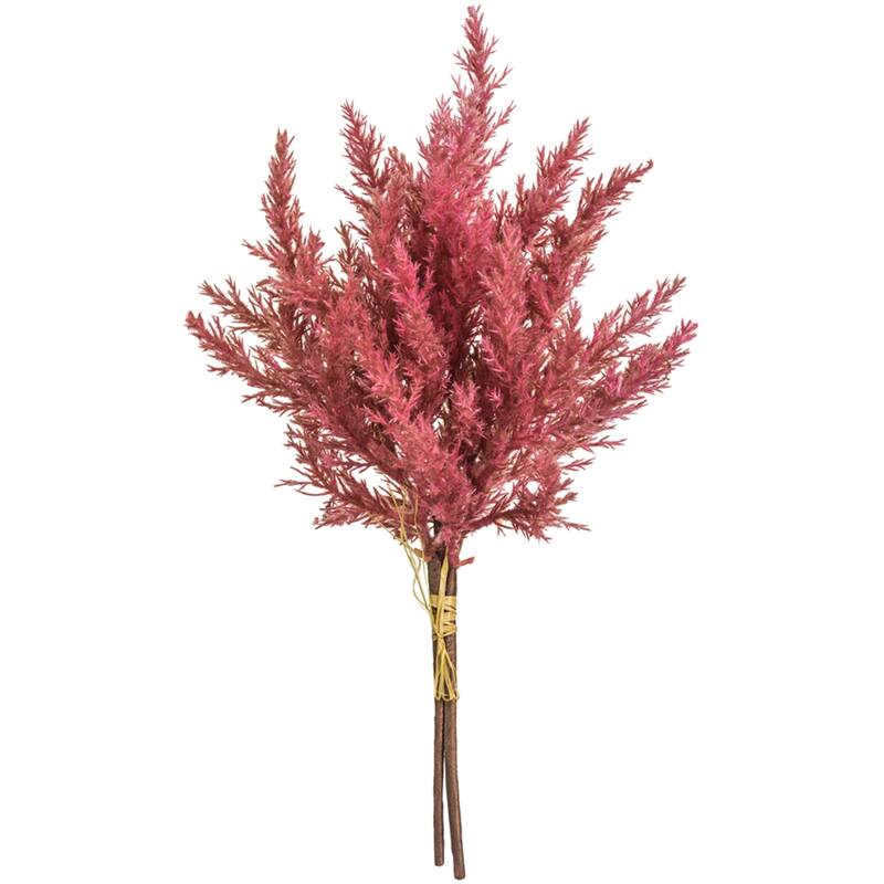 14" Rose Red Artificial Pampas Grass Bundle