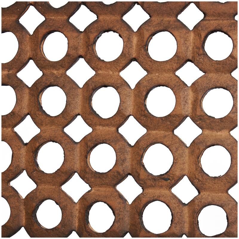 Brown Wooden Handmade Hinged Foldable Partition 4 Panel Floral Partition Room Divider Screen with Intricately Carved Designs