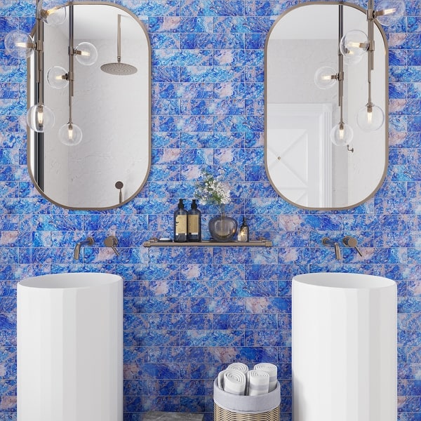 Apollo Tile Carnelian 3 in. x 12 in. Glossy Brown and Blue Glass Subway Wall and Floor Tile (5 sq. ft./case) (20-pack)
