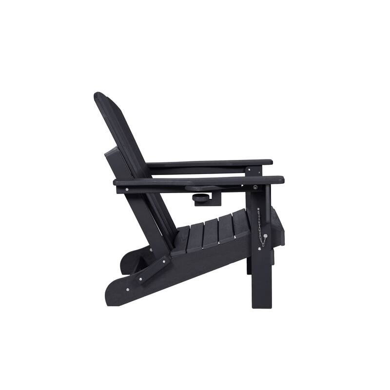 HDPE Folding Adirondack Chair with Dual Cup Holder - Composite Adirondack Chair with Wood Texture