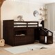 preview thumbnail 1 of 7, Modern Wooden Versatility Loft Bed Low Study Twin Size Loft Bed With Portable,Desk and Storage Steps Espresso
