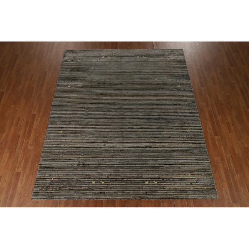 Hand Knotted Oriental 100% Wool Carpet Tribal Animal Pictorial Multi-Colored Gabbeh Area Rug - 9' 10'' X 8' 0''